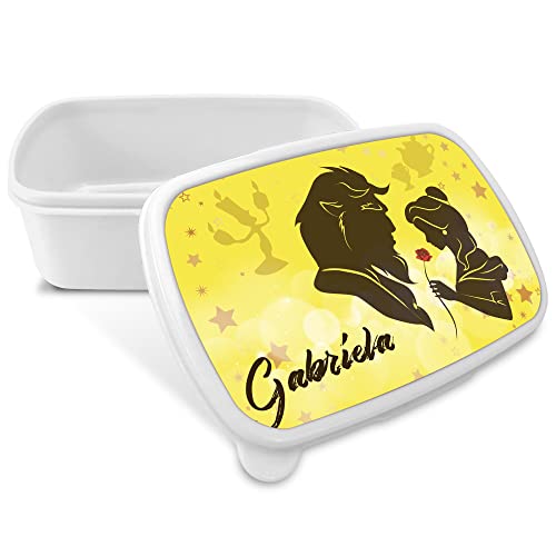 LolaPix Brotdose Schule Mädchen. Personaliserte Snackbox Kinder. Brotdose Kinder. Geeignet für Mikrowellen und enthält kein BPA, Phthalate oder Schwermetalle. DIE SCHÖNE UND DAS BIEST von LolaPix
