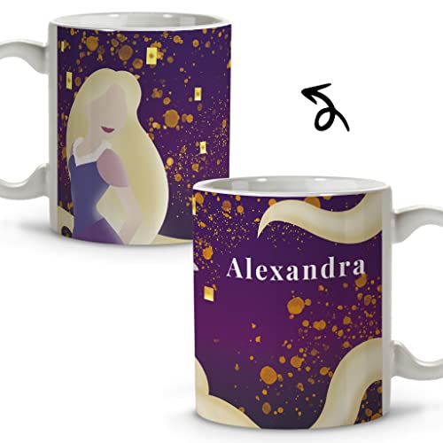 Disney Prinzessin Becher. Personalisierte Tasse mit Namen. Disney-Tassen. Ceámica Becher. 330 ml. Verschiedene Designs und Innenfarben. Originelle Geschenke. RAPUNZEL von LolaPix