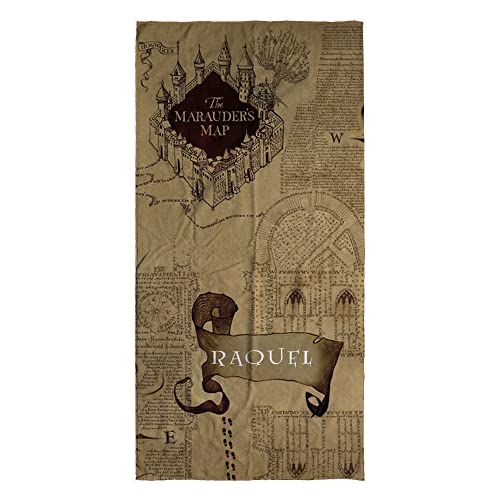 LolaPix Harry Handtuch. Strandtuch Damen. Personalisierte Handtücher. Strandtuch mit Namen. Personalisierte Geschenke. Verschiedene Designs und Größen.Marauders map von LolaPix