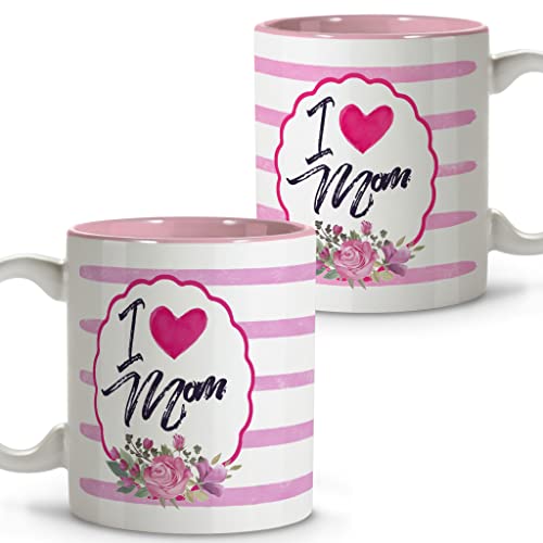 Ich liebe Mama Tasse. Mum Becher. Original Frühstücksbecher. Keramik Becher 330 ml. Geschenke mit Sprüchen. Muttertag. von LolaPix