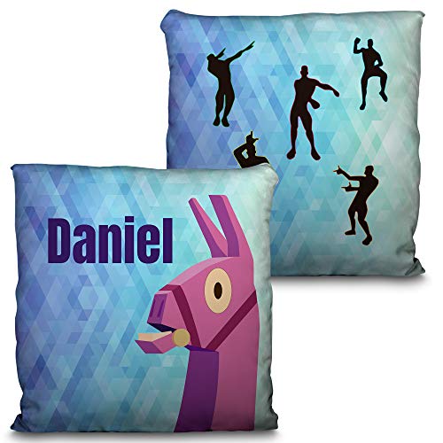 LolaPix Benutzerdefiniertes quadratisches Kissen mit Namen. Geschenk für Fans, einzigartig, originell und exklusiv. Premium Qualität Verschiedene Größen zur Auswahl. Füllung inklusive. FORTNITE von LolaPix