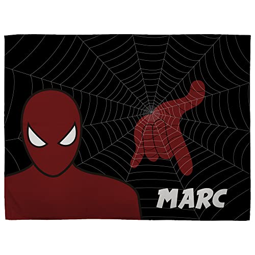 LolaPix Decke Personalisiert mit Namen. Personalisierte Fotogeschenke. 75x105cm. Verschiedene Designs. Einseitig personalisierte Decken. Weiche Decke. Superhero. SPINNE von LolaPix