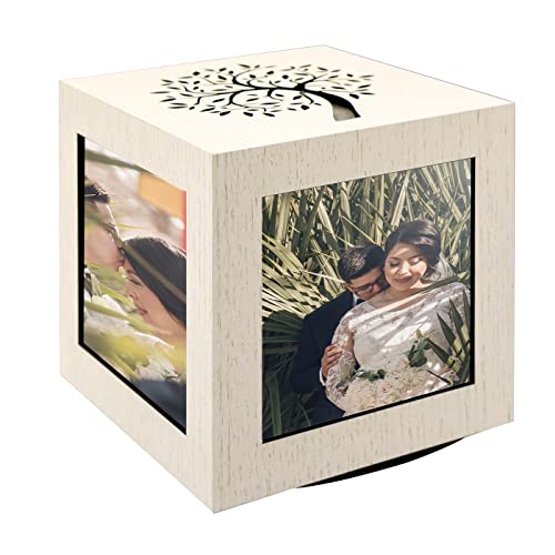 LolaPix Drehbarer Fotowürfel. Personalisierte Fotorahmen. Mehrere Fotorahmen. Dekoration für Ihr Zuhause. Personalisierter Baum des Lebens. Fotorahmen 10x10. KLEINER BAUM von LolaPix
