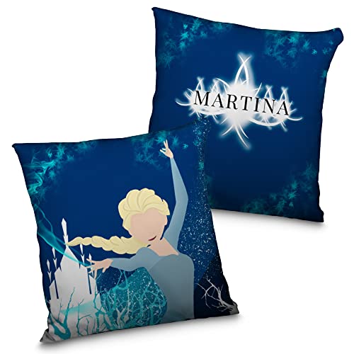 LolaPix ELSA-Kissen. Personalisiertes Kissen. Disney-Kissen. Personalisiert mit Namen. Beide Gesichter. Verschiedene Größen und Ausführungen. Frozen von LolaPix