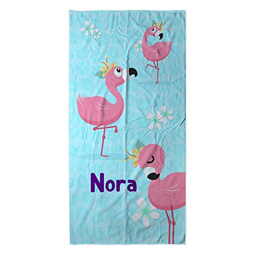 LolaPix Strandtuch Flamingo. Personalisiert Strandtuch. Strand Badetuch mit Namen. Personalisierte Handtuch. Personalisierte Geschenke. Verschiedene Designs und Größen. Baby Flamenco von LolaPix