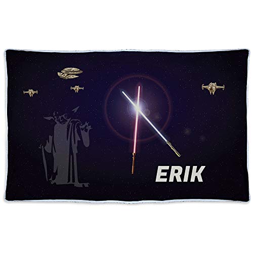 LolaPix Geschenkdecke. Personalisierte Geschenke. Kuscheldecke mit Namen. Geek-Geschenke. Personalisierte Fleecedecke. 600gr/m². Öko-Tex-zertifiziertes Gewebe. Ungefähre Größe 190x125cm. Star Wars von LolaPix