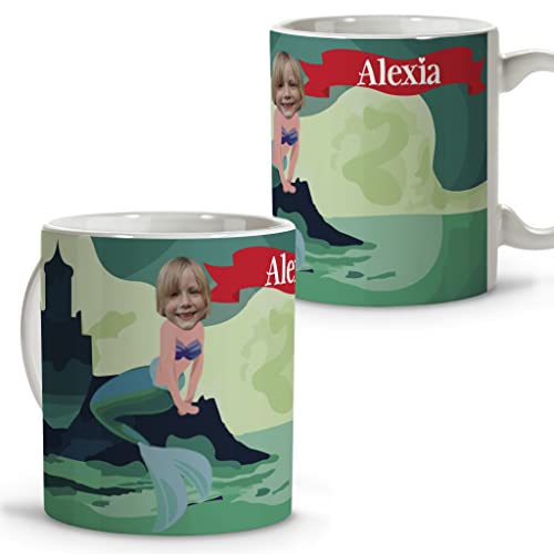 LolaPix Kleine Meerjungfrau Becher. Personalisiert mit Foto und Name. Becher aus Keramik. 330 ml. Verschiedene Designs und Innenfarben. Originelle Geschenke. ARIEL von LolaPix