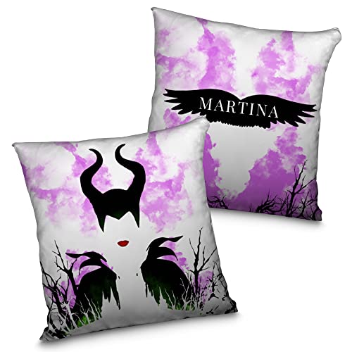 LolaPix Maleficent-Kissen. Personalisiertes Kissen. Disney-Kissen. Personalisiert mit Namen. Beide Gesichter. Verschiedene Größen und Ausführungen. Maleficent von LolaPix