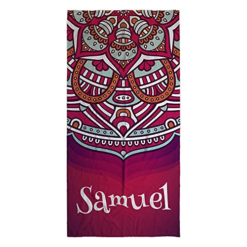 LolaPix Mandala Personalisiertes Strandtuch Mit Namen. Strand Badetuch. Handtuch. Geschenke. Verschiedene Designs und Größen. Mandala RAGA von LolaPix