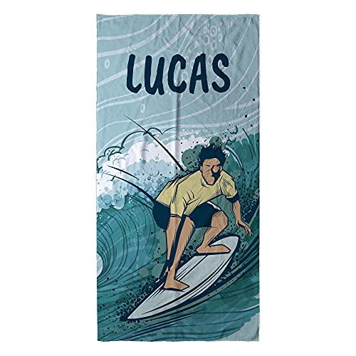 LolaPix Personalisierte Geschenke. Personalisiert Strandtuch. Strand Badetuch mit Namen. Personalisierte Handtuch. Verschiedene Designs und Größen. SURF von LolaPix