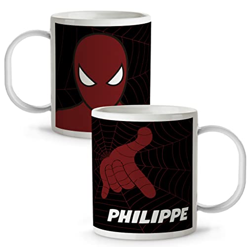 LolaPix Personalisierte Plastiktasse mit Namen/Text. Personalisierte Superheldengeschenke. Verschiedene Innenausstattungen und Farben. Spider von LolaPix