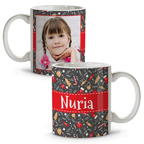 LolaPix Personalisierte Tasse mit Foto und Text. Personalisierte Personalisierte Keramikbecher. Verschiedene Designs und Farben für Innenräume. WEIHNACHTSSOCKEN von LolaPix