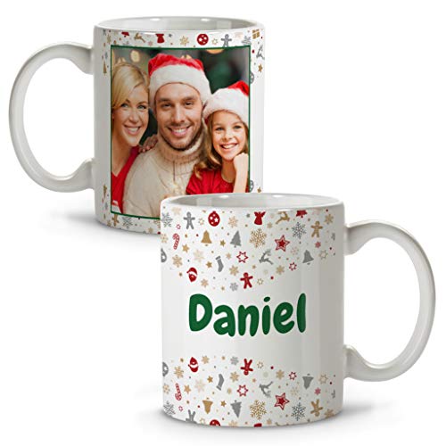 LolaPix Personalisierte Tasse mit Foto und Text. Personalisierte Personalisierte Keramikbecher. Verschiedene Designs und Farben für Innenräume. Weihnachten von LolaPix