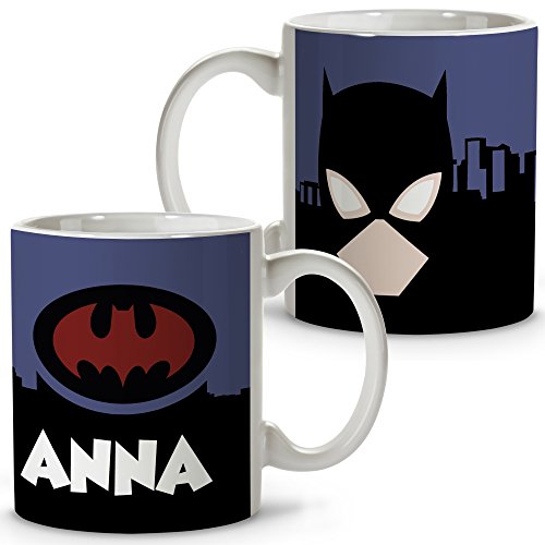 LolaPix Personalisierte Tasse mit Namen/Text. Personalisierte Superheldengeschenke. Verschiedene Innenausstattungen und Farben. Catwoman von LolaPix