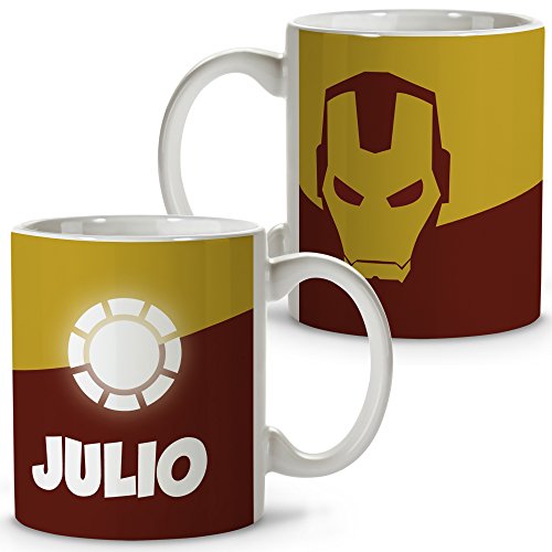 Personalisierte Tasse mit Namen/Text. Personalisierte Superheldengeschenke. Verschiedene Innenausstattungen und Farben. IRONMAN von LolaPix