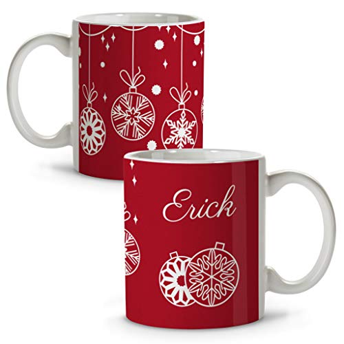 LolaPix Personalisierter Weihnachtsbecher mit Namen. Personalisierte Weihnachtsgeschenke. Personalisierte Keramikbecher. Verschiedene Designs und Farben für Innenräume. WEIHNACHTSKUGELN von LolaPix