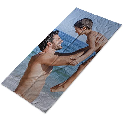 LolaPix Personalisiertes Fototuch mit Foto/Bild/Text/Name Badetuch aus Baumwolle. Personalisiertes Handtuch für den Swimmingpool-Campingstrand. Verschiedene Größen verfügbar. 70x140cm von LolaPix