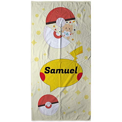 LolaPix Personalisiertes Handtuch. Strandtuch mit Namen. Personalisiertes Strand Badetuch. Personalisierte Handtuch. Personalisierte Geschenke. Verschiedene Designs und Größen. Pika von LolaPix