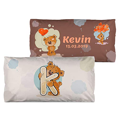 LolaPix Rechteckiges Kissen Personalisiert mit Name. Geschenke für Kinder. Füllung enthalten. Verschiedene Designs zur Auswahl. Verschiedene Größen zur Auswahl. Bär von LolaPix