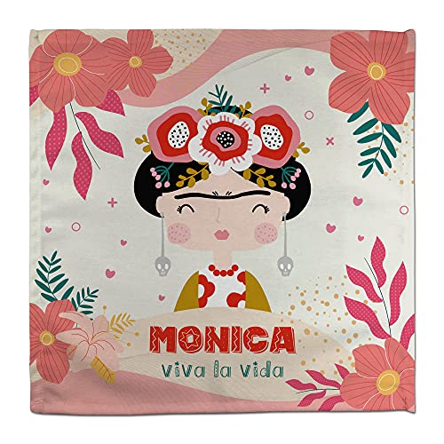 LolaPix Servietten. Personalisierte Servietten. Frida. 2 Stück. 2 Größen: 26x26 cm und 31x31 cm. 50% Polyester und 50% Baumwolle. von LolaPix