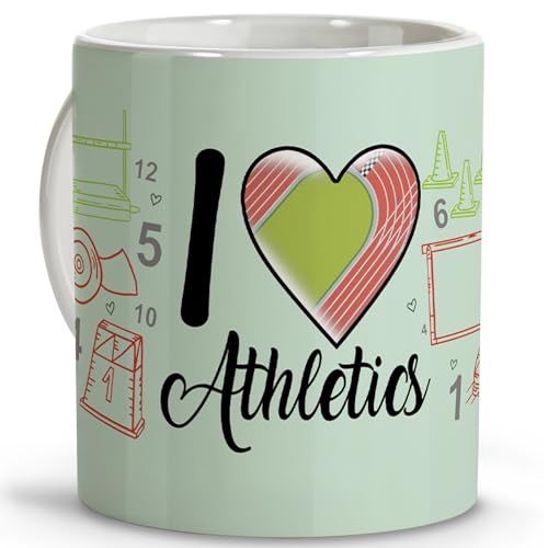 LolaPix Sportliche Tasse, Sportler, Geschenke für Sportler, originelle Tassen zum Verschenken, Kaffeetassen, Keramikbecher, 330 ml, Leichtathletik von LolaPix