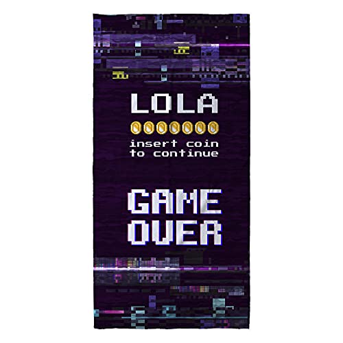 LolaPix Strand Badetuch personalisiert Strandtuch mit Namen. Personalisiertes Strand Badetuch. Personalisierte Handtuch. Personalisierte Geschenke. Verschiedene Designs und Größen. Game Over von LolaPix