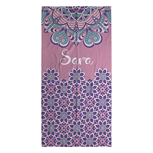 LolaPix Strand Badetuch. Strandtuch mit Namen. Personalisiertes Strand Badetuch. Personalisierte Handtuch. Personalisierte Geschenke. Verschiedene Designs und Größen. Mandala Raj von LolaPix