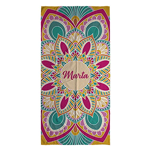 LolaPix Strandtuch personalisiert. Strandtuch mit Namen. Personalisiertes Strand Badetuch. Personalisierte Handtuch. Personalisierte Geschenke. Verschiedene Designs und Größen. Mandala Amal von LolaPix