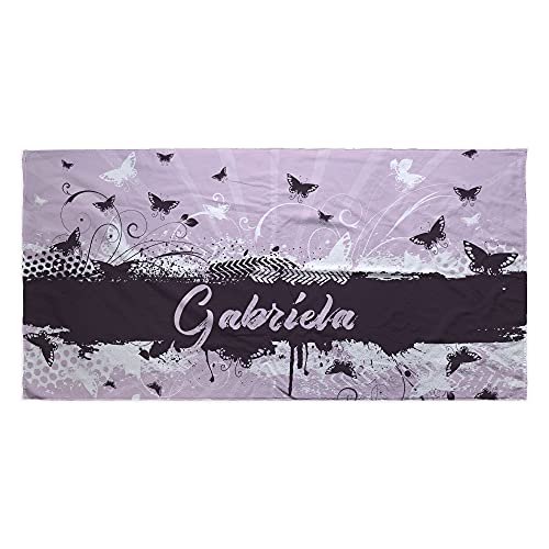 LolaPix Strandtuch personalisiert. Strandtuch mit Namen. Personalisiertes Strand Badetuch. Personalisierte Handtuch. Personalisierte Geschenke. Verschiedene Designs und Größen. Schmetterling von LolaPix