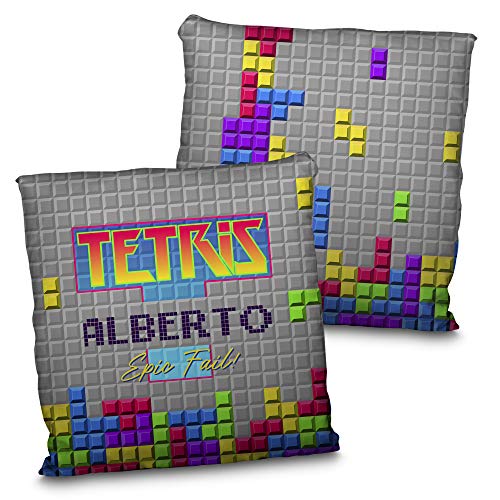 LolaPix Tetris-Kissen. Personalisiertes Kissen mit Namen. Personalisiertes Geschenk für Geeks. 100% beidseitig Bedruckt. Inklusive Füllung. Verschiedene Größen. Tetris von LolaPix