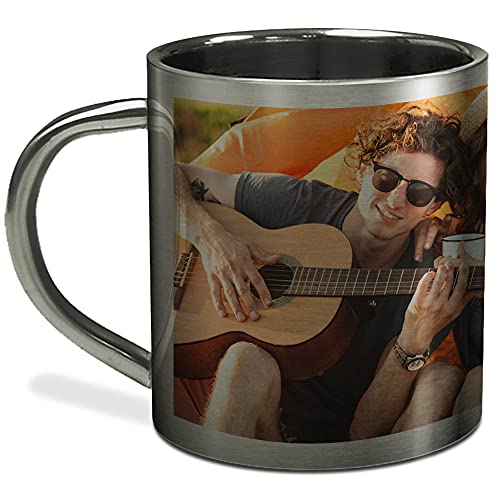 Personalisierte Camping Tasse Tasse de Edelstahl. Personalisiert mit Foto und Text. Metallbecher. Climbing Mug. 300 ml von LolaPix