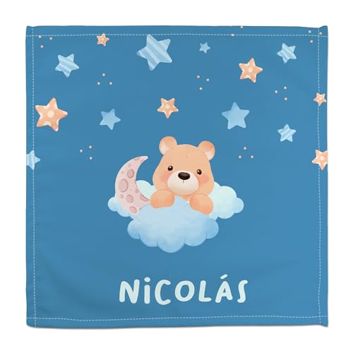 Stoffservietten für Kinder. Personalisierte Serviette mit Name. Baby-Serviette. Kinderservietten für die Schule. 50% Baumwolle. Kinderserviette. Personalisierte Geschenke. Teddybär Wolken von LolaPix