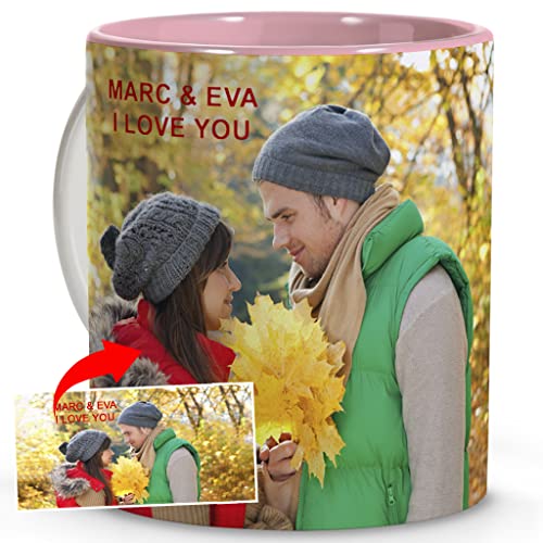 LolaPix Tasse mit Foto. Fotogeschenke. Personalisierte Keramiktasse. Tasse mit Innenseite in Rose von LolaPix