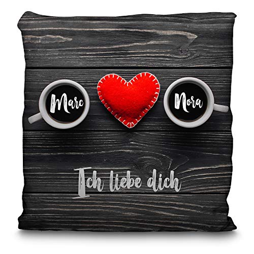 Valentinstag Kissen Personalisiert mit Name/Text. Personalisierte Geschenke für Verliebte. Beidseitig Komplett bis zur Naht bedruckt. Kissen für Verliebte inklusive Füllung. Verschiedene Größen. Kaffe von LolaPix