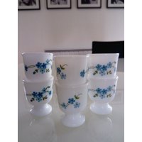 Arcopal 6 Egg Coquette Veronica Myosotis Kollektion - 70Er Jahre Vintage von LolaVintageDesign