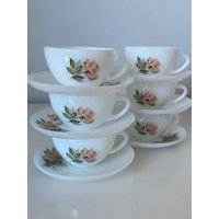 Arcopal 6 Kaffeetassen Mit Untertassen Rosa Kollektion - Hergestellt in Frankreich Im Vintage-stil Der 1960Er Jahre Retro-Design von LolaVintageDesign