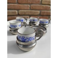 Kronester Bavaria Set 5 Tassen Mit Vintage 50Er Jahre Designer Untertasse von LolaVintageDesign