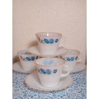 Termocrisa Mexico 4Er Set Mit Untertasse Blumenmuster - Vintage Design 1970Er von LolaVintageDesign
