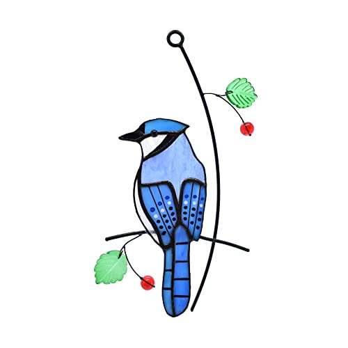 Niedliche Vögel Sonnenfänger Vogel Buntglas Fensterbehang für Fenster Home Decor (Blue Jay) von Lolitarcrafts