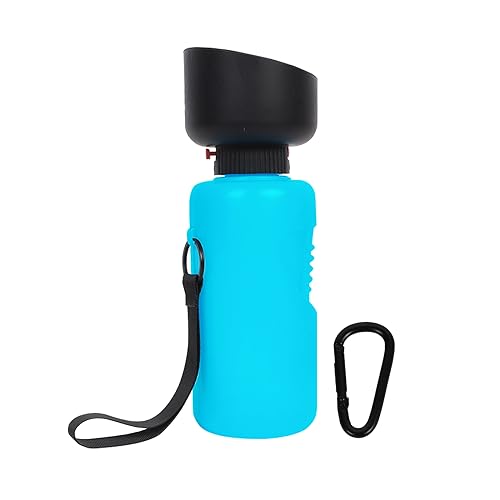 Hunde Wasserflasche mit Faltbarer Wasserschale 600 ml Tragbar Haustiere Hundetrinkflasche Unterwegs, Auslaufsicher Hundewasserflasche für Spaziergang, Wandern, Reisen, Outdoor(Blau) von Lollanda