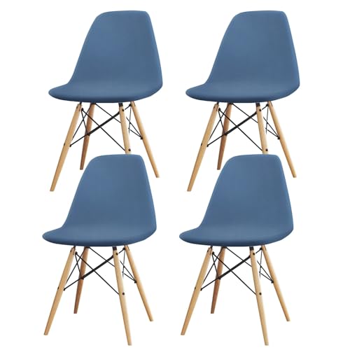 Langlebig Universal Stretch Stuhlhussen, 4er Set Elastische Moderne Stretch Stuhlbezug, Dining Chair Covers Samt Abnehmbare Waschbarer, für Esszimmer Hotel Bankett Hochzeit Partys Deko (4, Grau-blau) von Lollanda