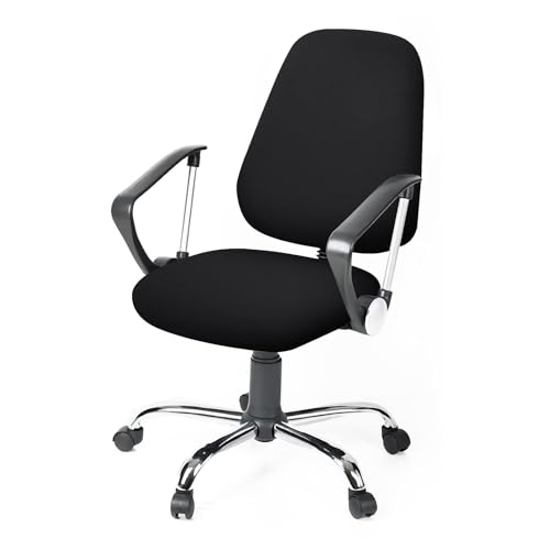 Lollanda 1 Stück Bürostuhl Bezug, Universal Stretch Stuhlhussen, Drehstuhl Covers Abnehmbare Waschbarer Stretch Elastische, Bürostuhlabdeckung für Office Computer Sessel Armlehnen (Schwarz) von Lollanda