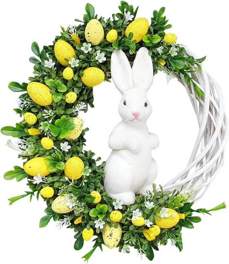 Lollanda Dekokranz Osterkranz Tür hängende Dekoration,Ostereierkranz mit Acryl Osterhase von Lollanda