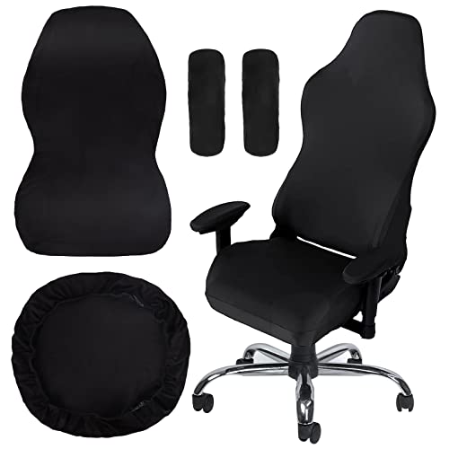 Lollanda Gaming Stuhlhussen Schwarze 4 Stück, Gaming Stuhl Bezug Waschbar, GamingStuhlbezüge Anti-Rutsch, Gamingstuhl-Bezüge für Gamning-Stuhl Computerstuhl Drehstuhl von Lollanda