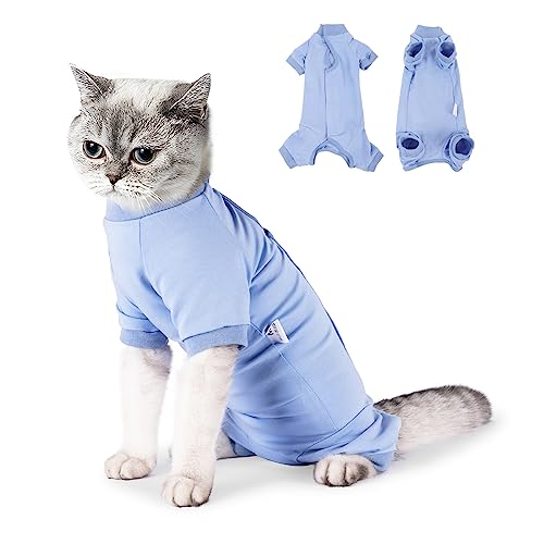 Lollanda Katzenbody Nach Op Kastration Katze, Katzen Suitical für Recovery Suit Katze, Erholung Anzug für Katzen Operation, Chirurgischer Genesungsanzug für Katzen Bauchwunden（Blau,S） von Lollanda