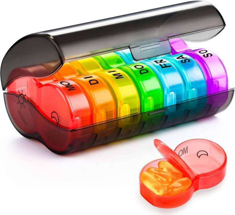 Kaket Pillendose runde Tablettenbox für 7 Tage mit Druckverschluss von Kaket