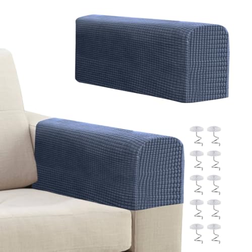 Lollanda Sofa Armlehne Bezüge Schutzvorrichtungen, Dehnen Sessel Abdeckungen, Sofa Armlehne Abdeckungen Protektoren, Elastisch Anti-Rutsch Sessel Schutzhülle (Dunkelgrau) von Lollanda