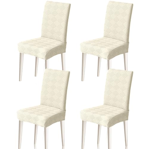 Lollanda Stuhlhussen 4er Set, Stretch Stuhlhussen Schwingstühle, Moderne Stuhlbezüge Für Esszimmerstühle, Husse Stuhl Beschützer (Cremefarben) von Lollanda