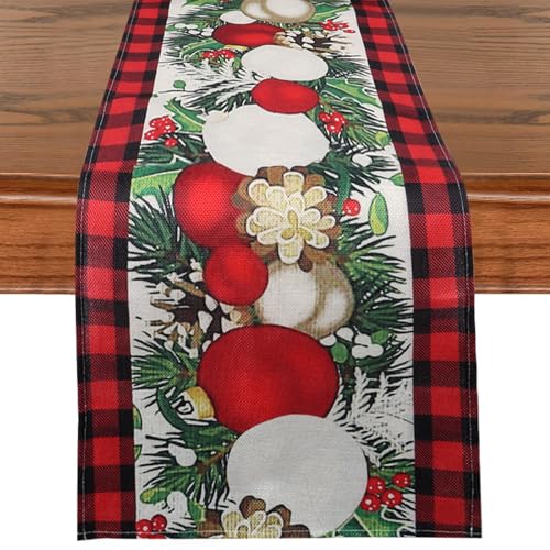 Lollanda Weihnachten Tischläufer Rot, Waschbar Küche Esstisch Dekoration für drinnen und draußen, Weihnachten Tag Urlaub Party Wohnzimmer Dekor 33x183cm von Lollanda