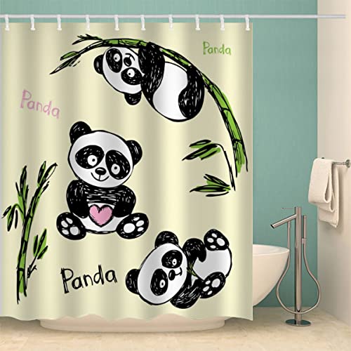 100% Polyester Cartoon-Panda Bambus Duschvorhang 240x200 Anti-Schimmel Textil Waschbar Wasserdicht Lang Duschvorhänge Süße Tiere Shower Curtain mit 12 Hooks für Badezimmer Badewanne Badvorhang 100% Polyester Cartoon-Panda Bambus Duschvorhang 240x200 Anti-Schimmel Textil Waschbar Wasserdicht Lang Duschvorhänge Süße Tiere Shower Curtain mit 12 Hooks für Badezimmer Badewanne Badvorhang von Lolosale